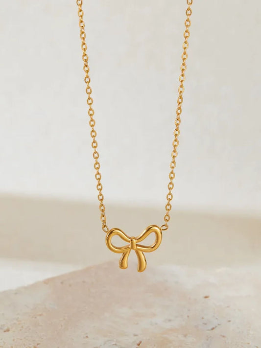 Gold Bow Pendant Necklace