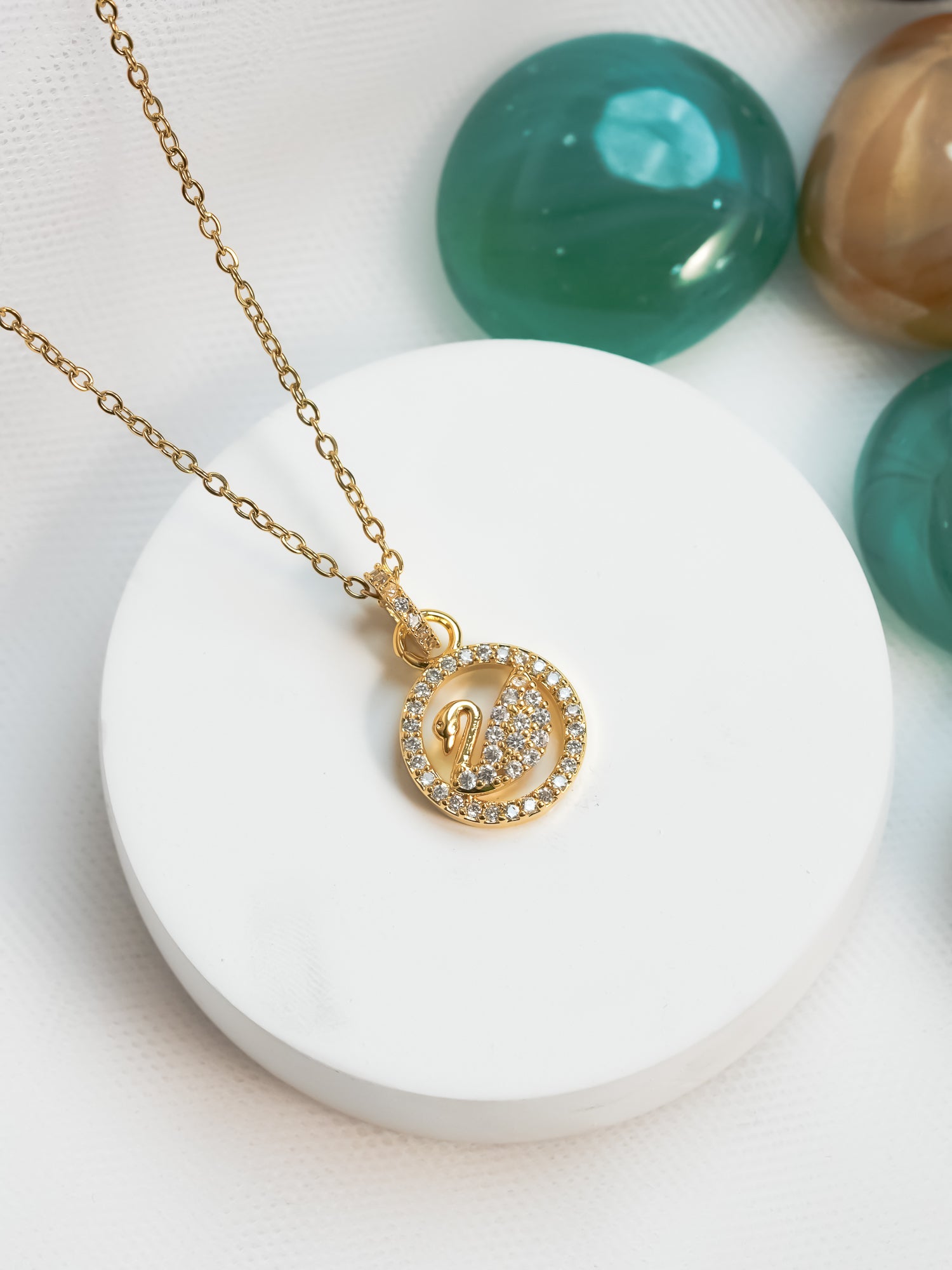 Swan Pendant Gold Necklace for Women