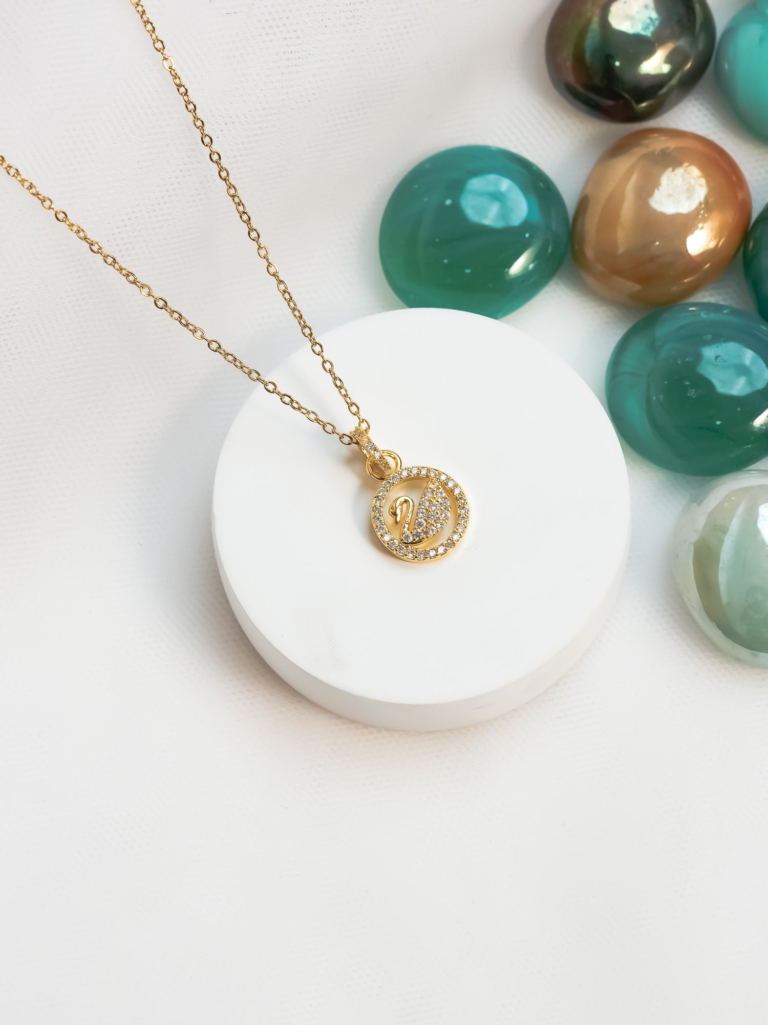 Swan Pendant Gold Necklace for Women