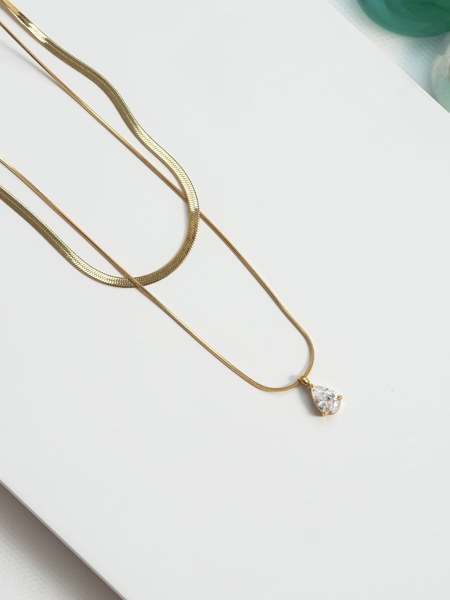 Teardrop Crystal Pendant Necklace