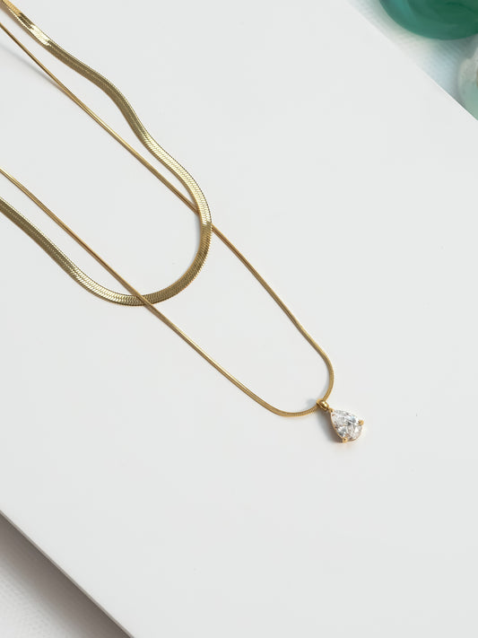 Teardrop Crystal Pendant Necklace