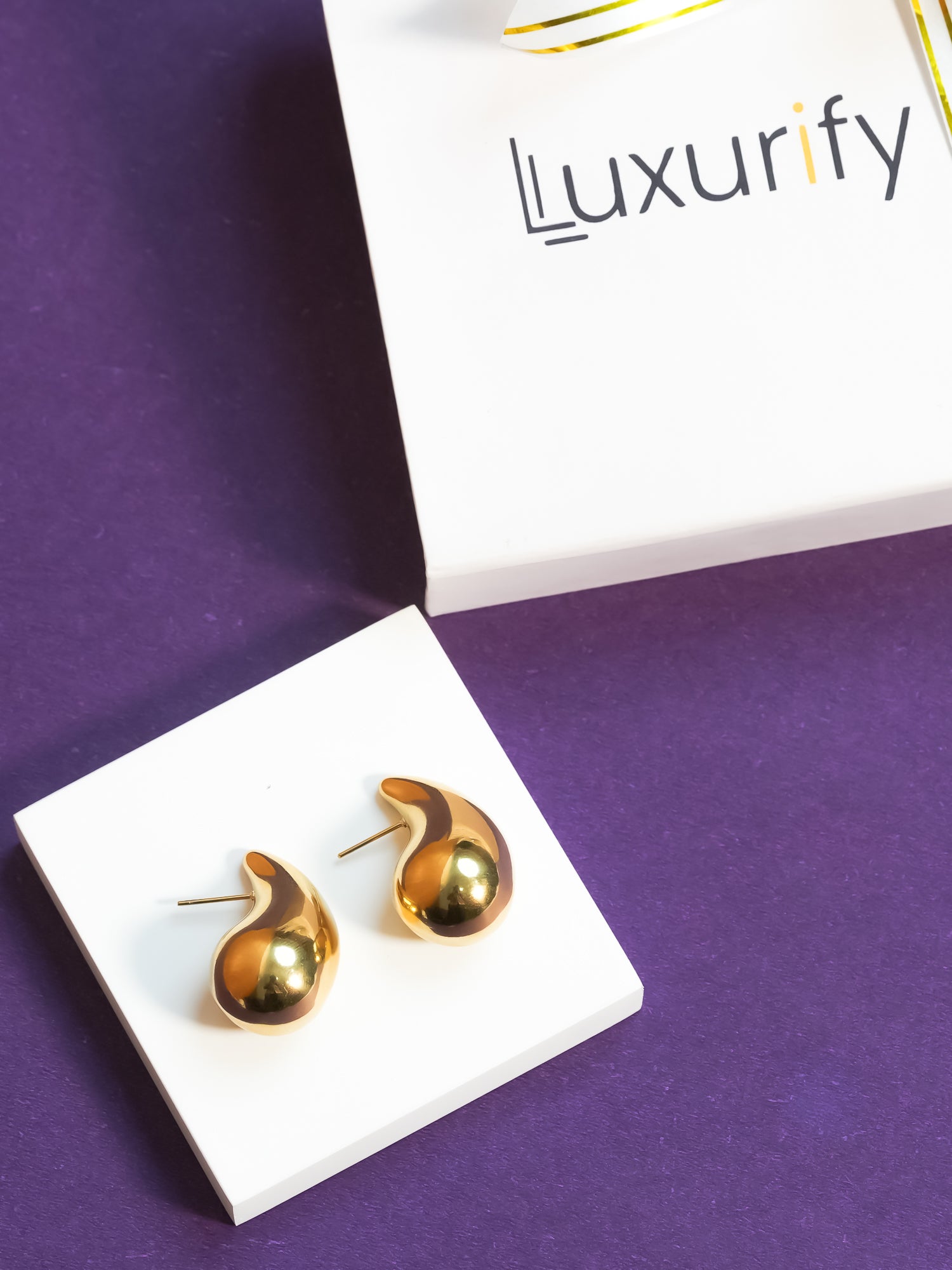 Golden Drop Curve Earrings