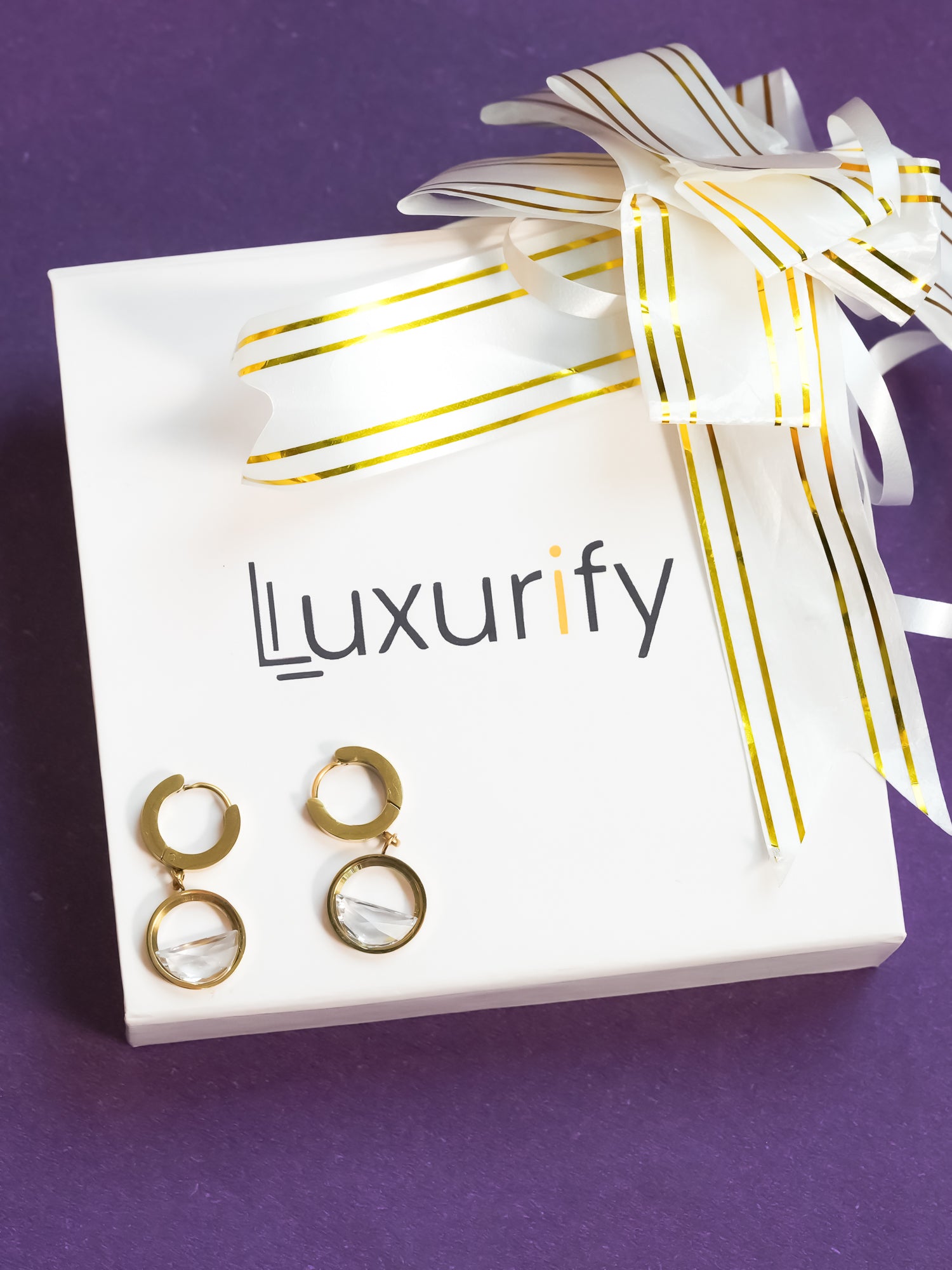Elegant Gold-Plated Hoop & Crystal Drop Earrings