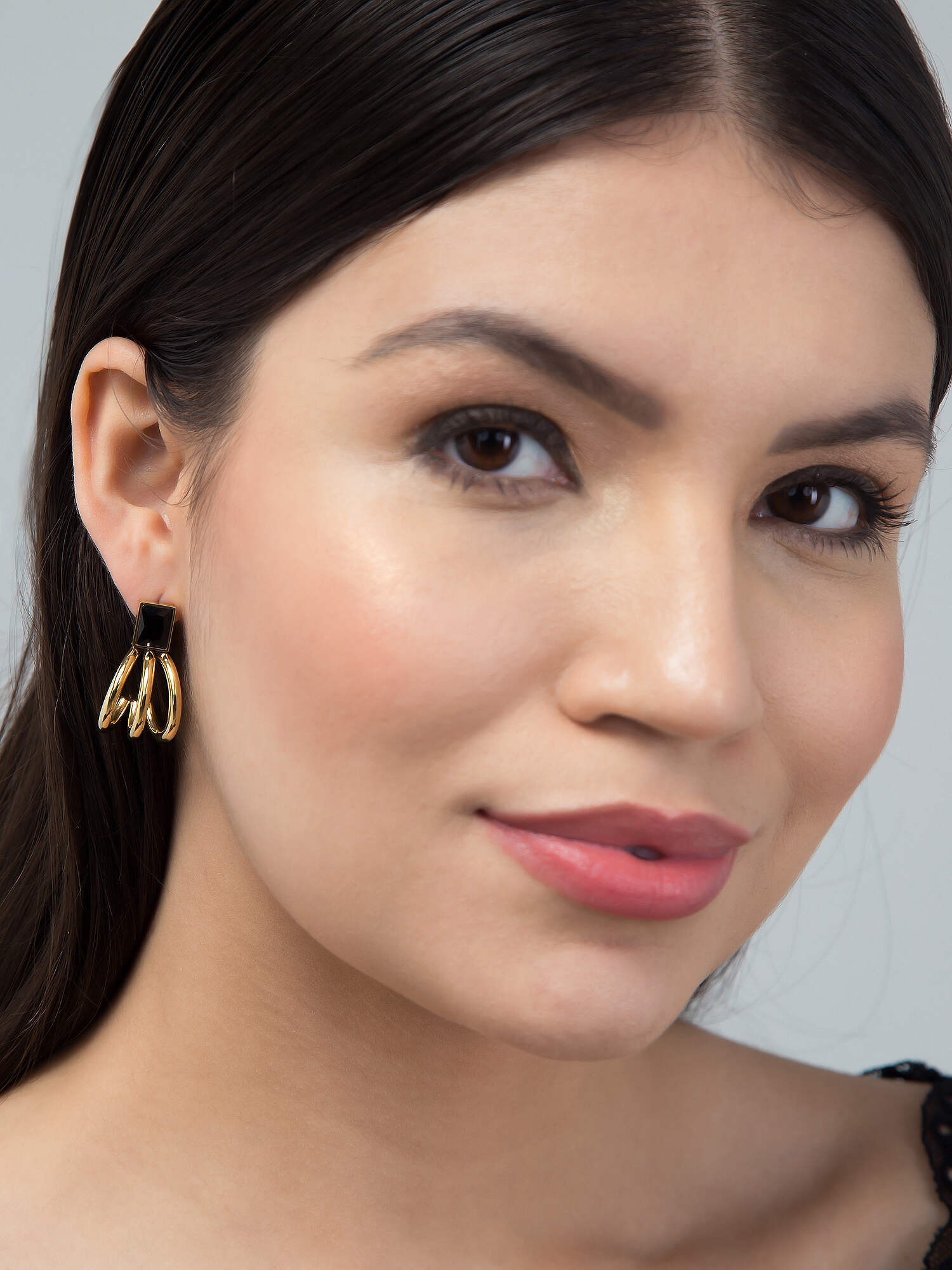 Stylish Black Zircon Stud Multitube Earrings Luxurify Jewellery