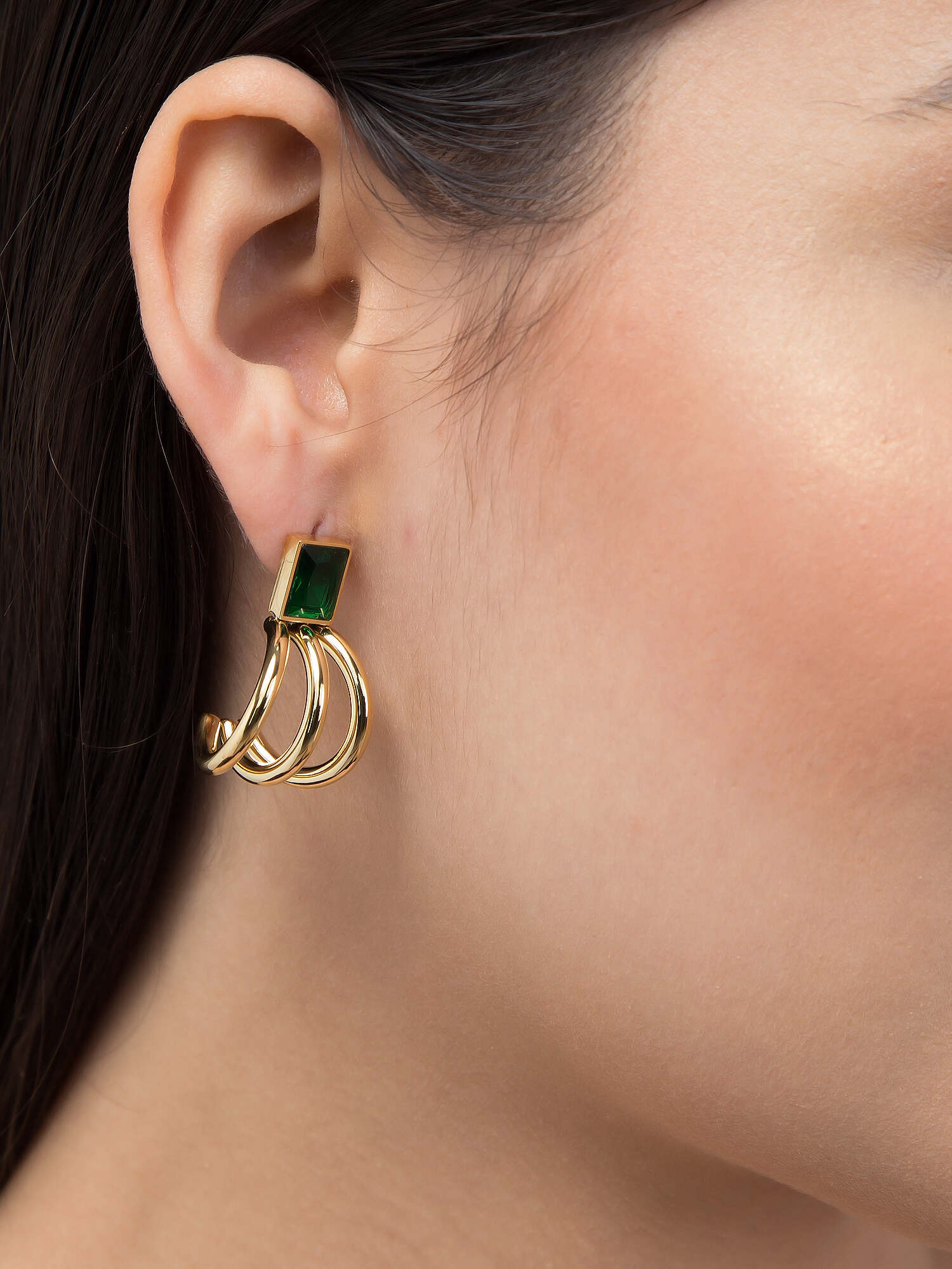 Stylish Emerald Multitube Stud Luxurify Jewellery