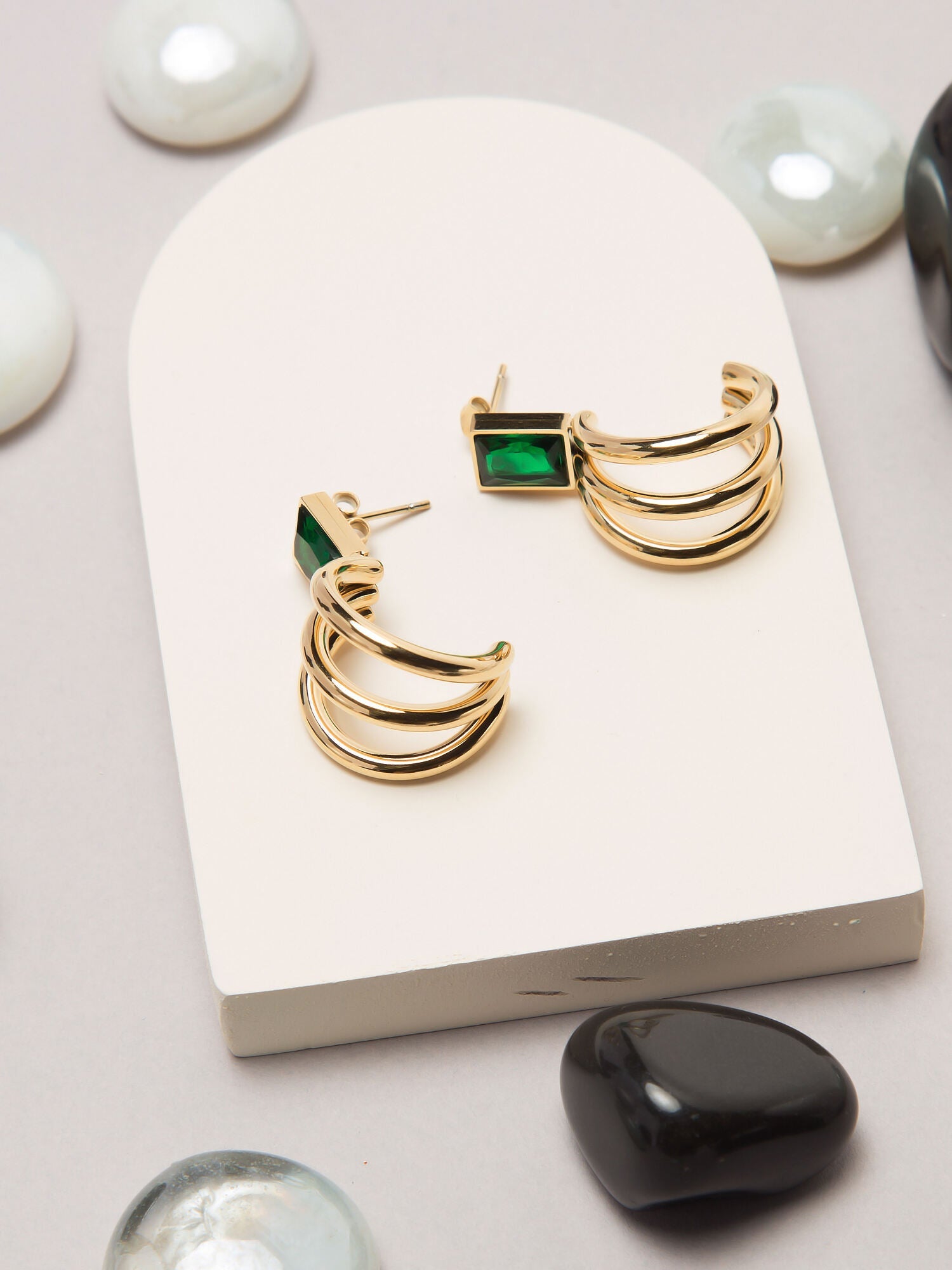 Stylish Emerald Multitube Stud Luxurify Jewellery