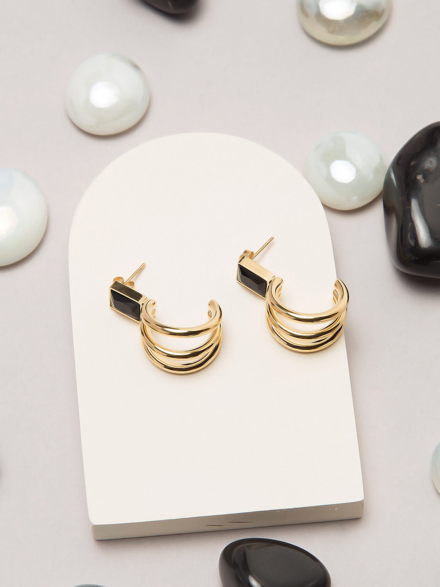Stylish Black Zircon Stud Multitube Earrings Luxurify Jewellery