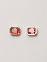 Load image into Gallery viewer, Rose Gold Red Gemstone Earring