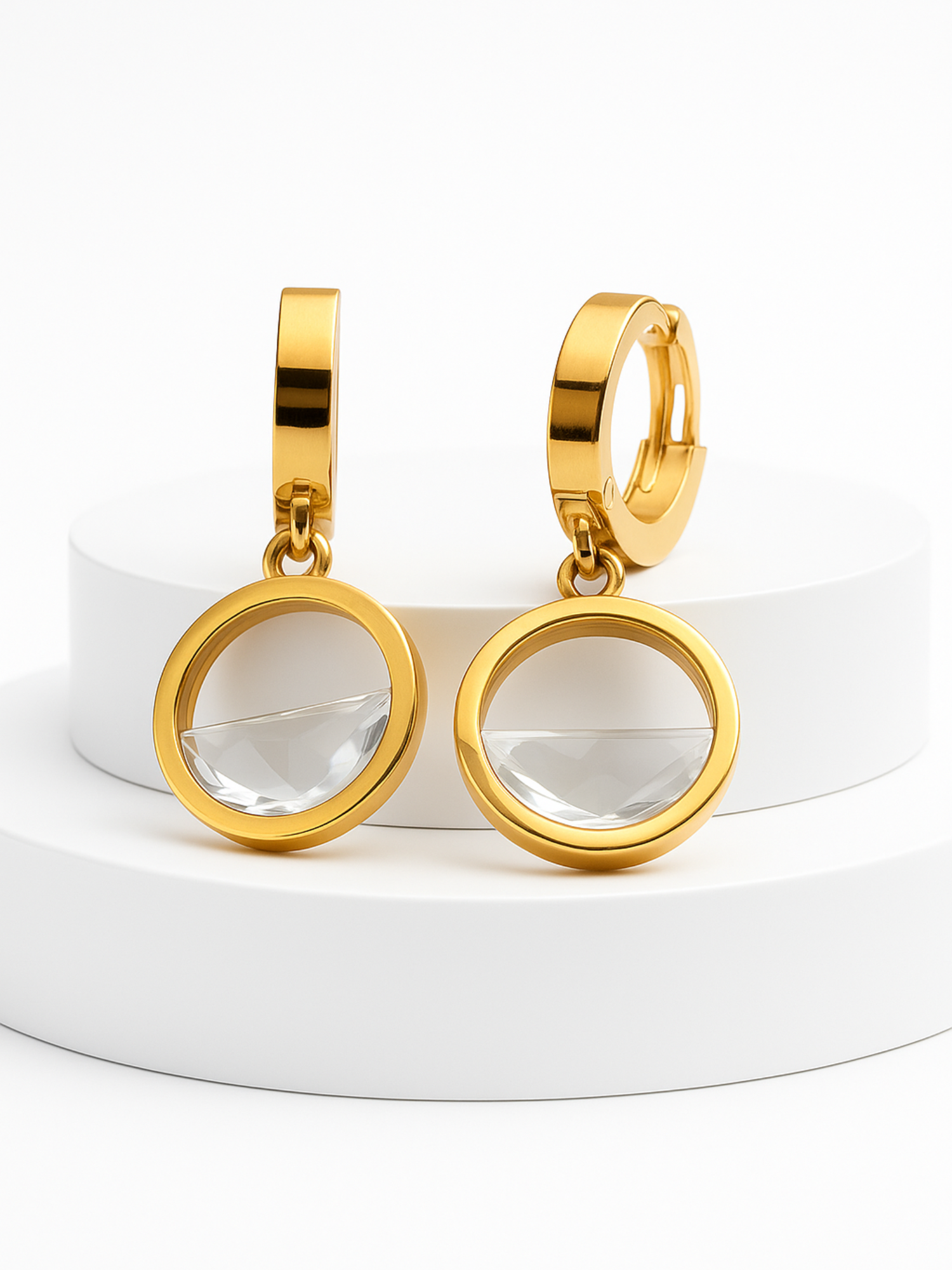 Elegant Gold-Plated Hoop & Crystal Drop Earrings