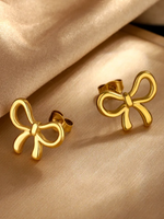 Load image into Gallery viewer, Gold-Plated Bow Pendant and Earring set