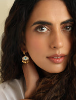 Load image into Gallery viewer, Gold Plated Evil Eye Drop Earrings with Dangling Discs