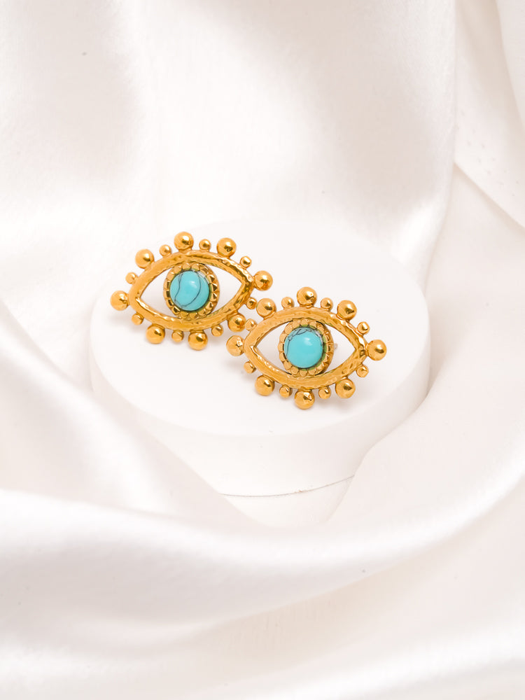 Turquoise Evil Eye Stud Earrings