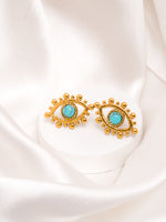 Load image into Gallery viewer, Turquoise Evil Eye Stud Earrings