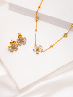 Load image into Gallery viewer, Floral Crystal Necklace & Stud Earrings Set