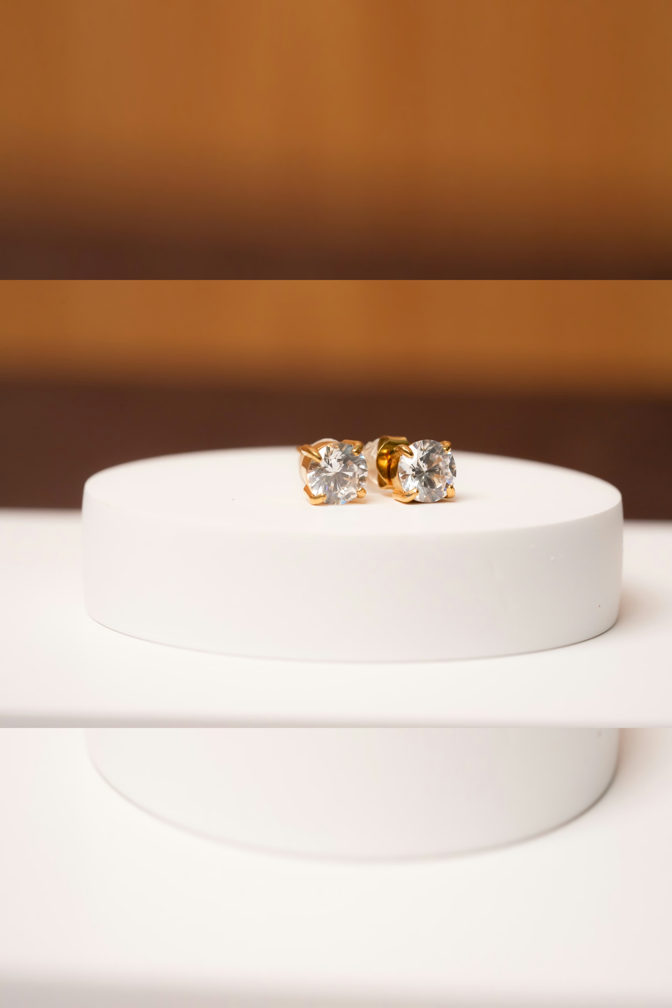 Timeless Sparkle Gold Plated Solitaire Stud Earrings