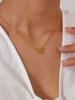 Load image into Gallery viewer, Gold Bow Pendant Necklace
