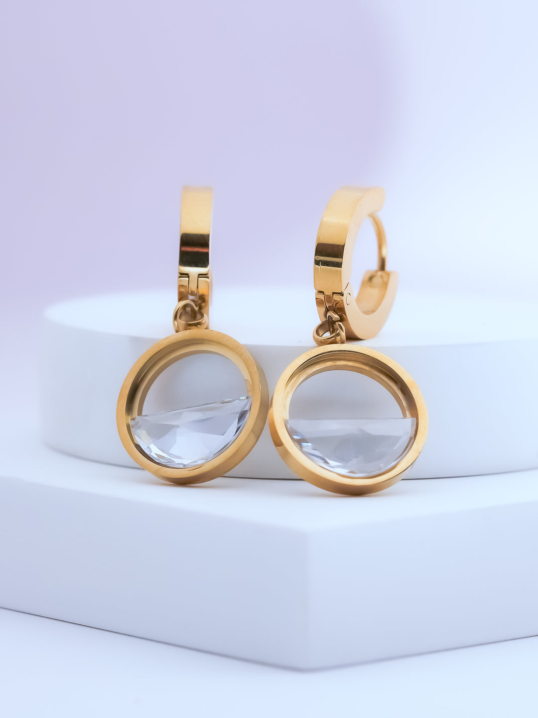 Elegant Gold-Plated Hoop & Crystal Drop Earrings