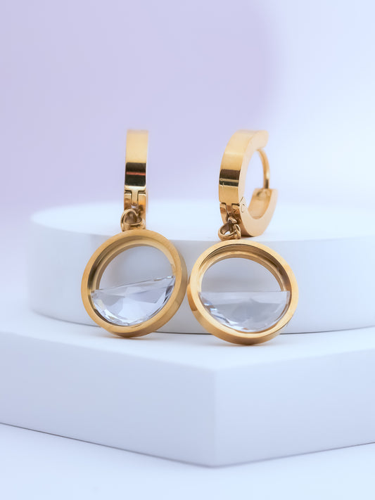 Elegant Gold-Plated Hoop & Crystal Drop Earrings