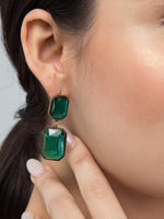 Load image into Gallery viewer, Emerald Rectangle Earring

