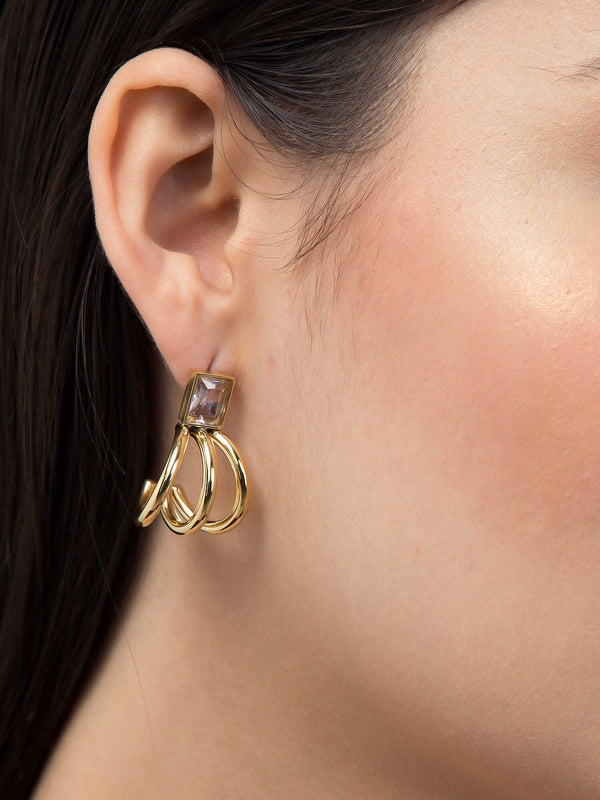 Stylish White Stone Stud Multitube Earrings Luxurify Jewellery