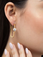 Load image into Gallery viewer, Heart Pearl Hoop Earring
