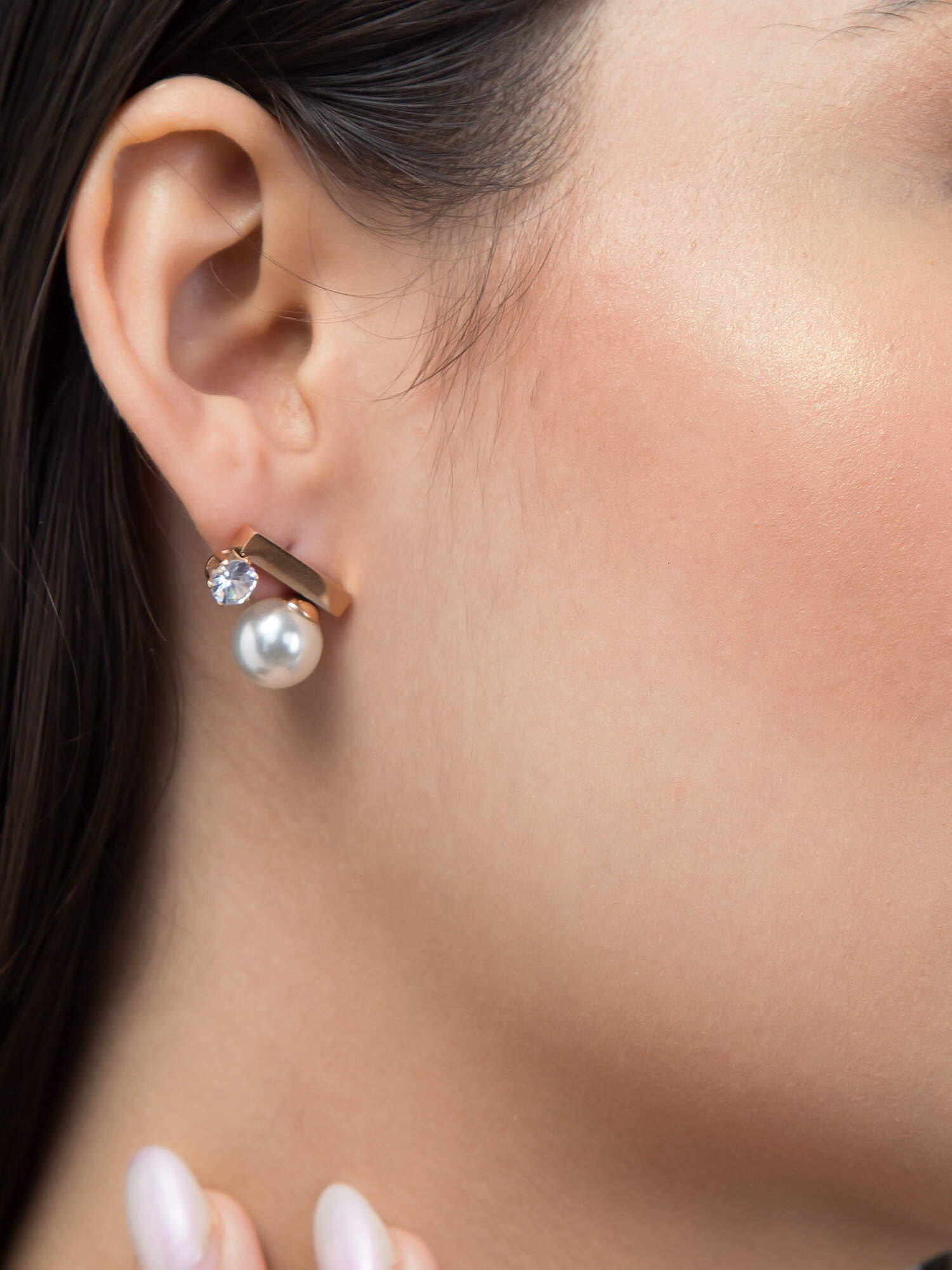 Pearl Diamond Stud Earring