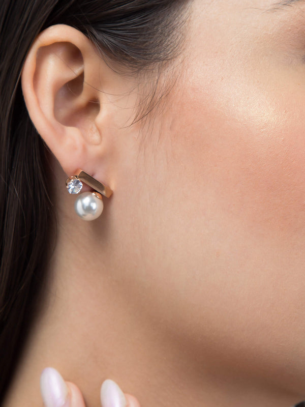 Pearl with Diamond Stud Earring