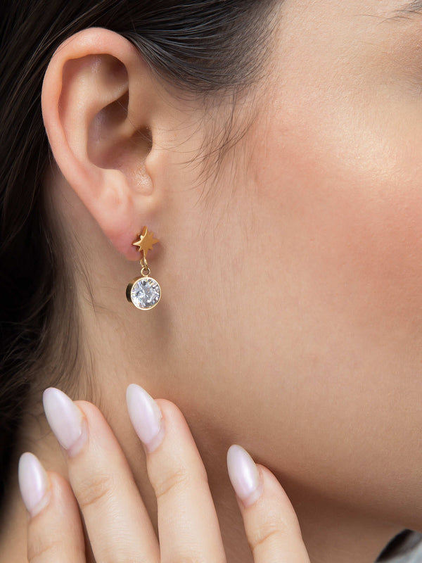 Sparkling Stars With Diamond Drop Earring