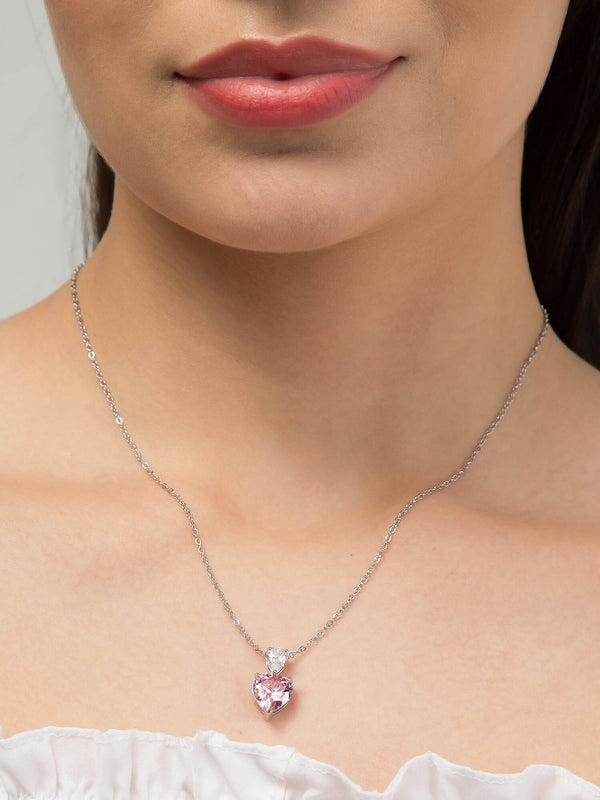Pink crystal heart shape pendant