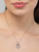 Load image into Gallery viewer, Double Heart Silver Pendant
