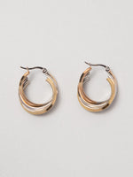 Load image into Gallery viewer, Trio Tone Twisted Hoops Luxurify Jewellery

