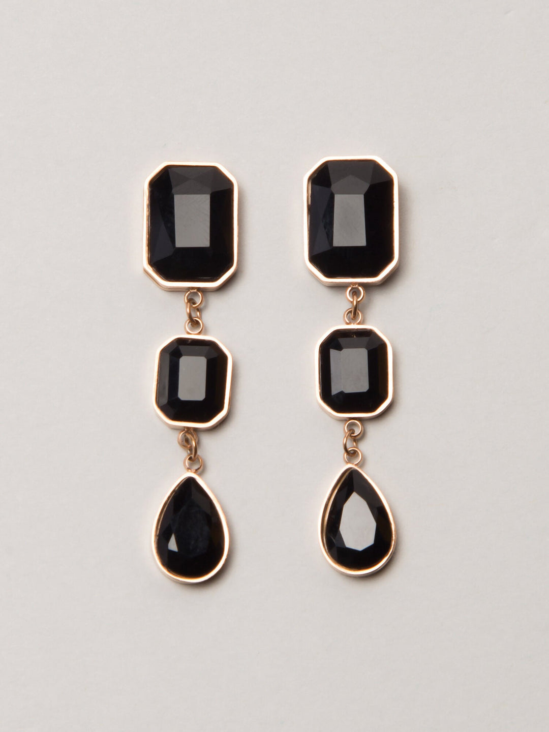 Black Stone Gold Plated Earring Luxurify Jewellery