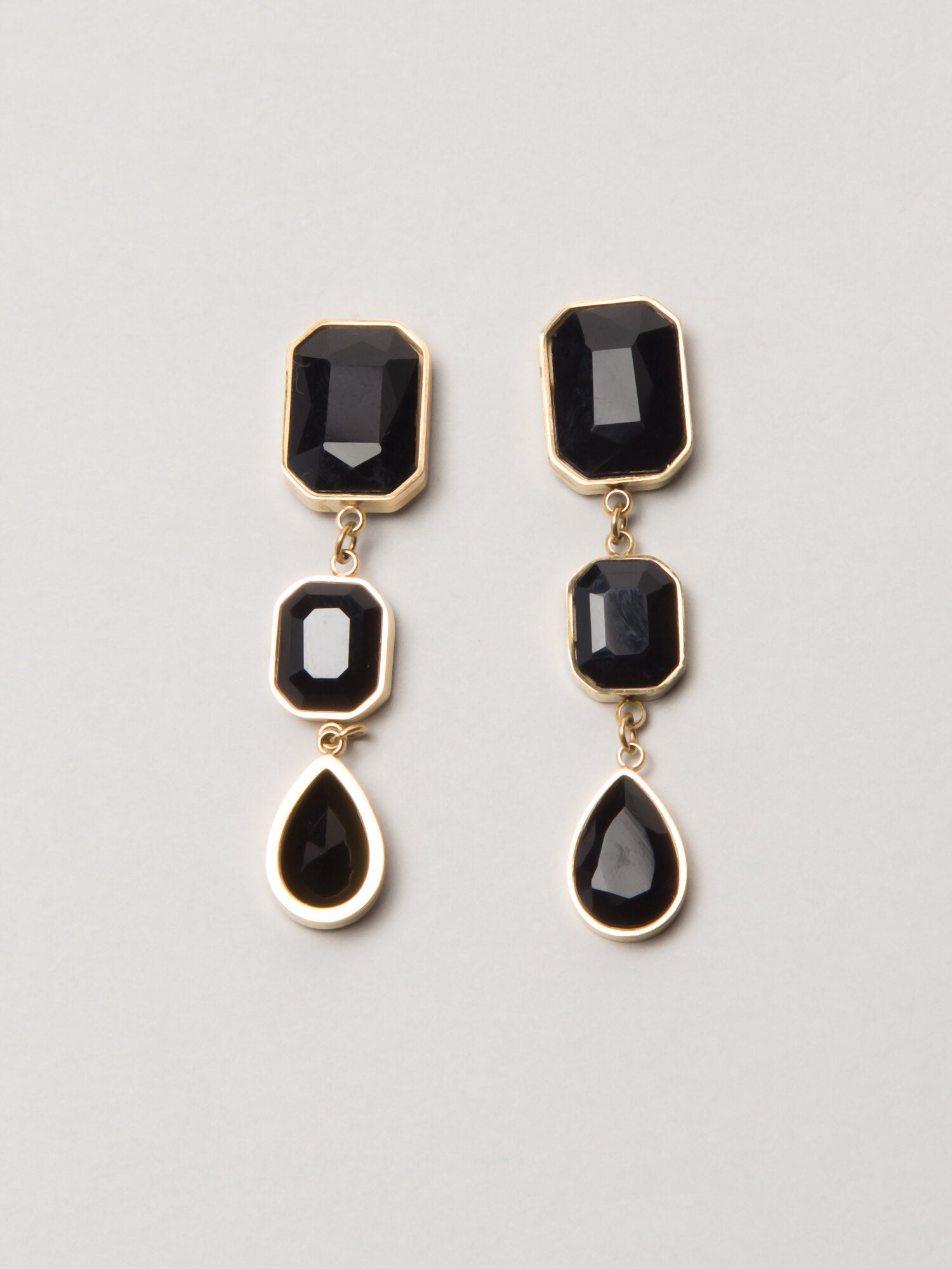 Black Stone Rose Gold Plated Earring