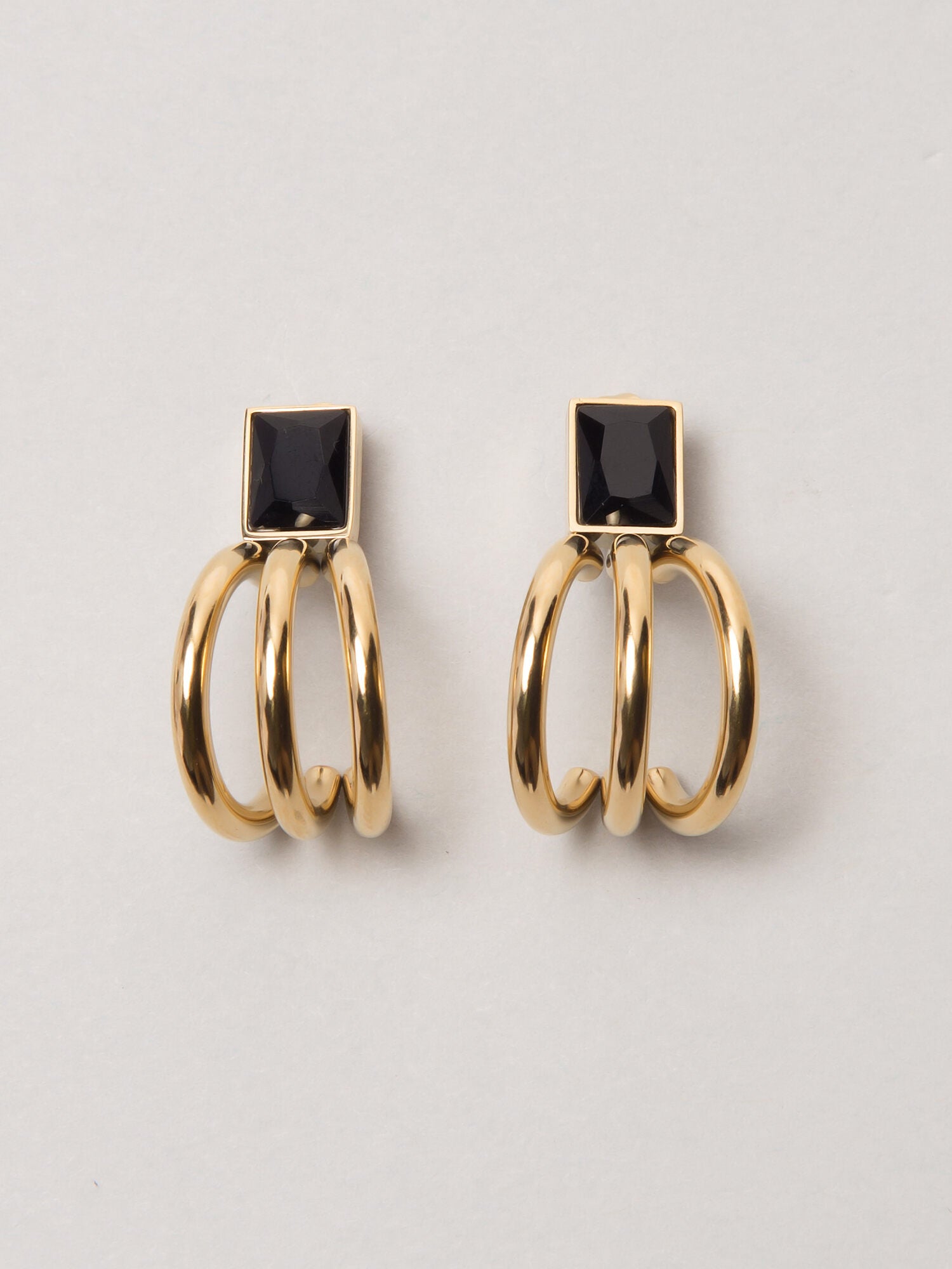 Stylish Black Zircon Stud Multitube Earrings