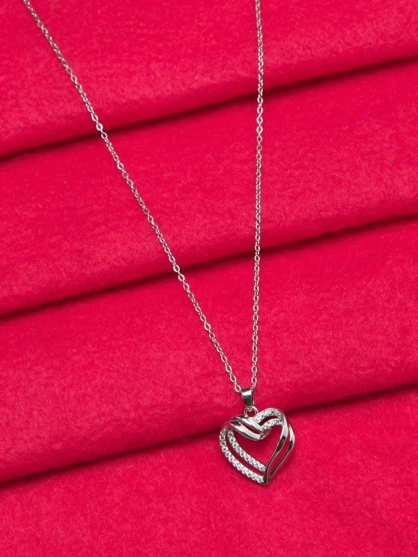 Double Heart Silver Plated Pendant