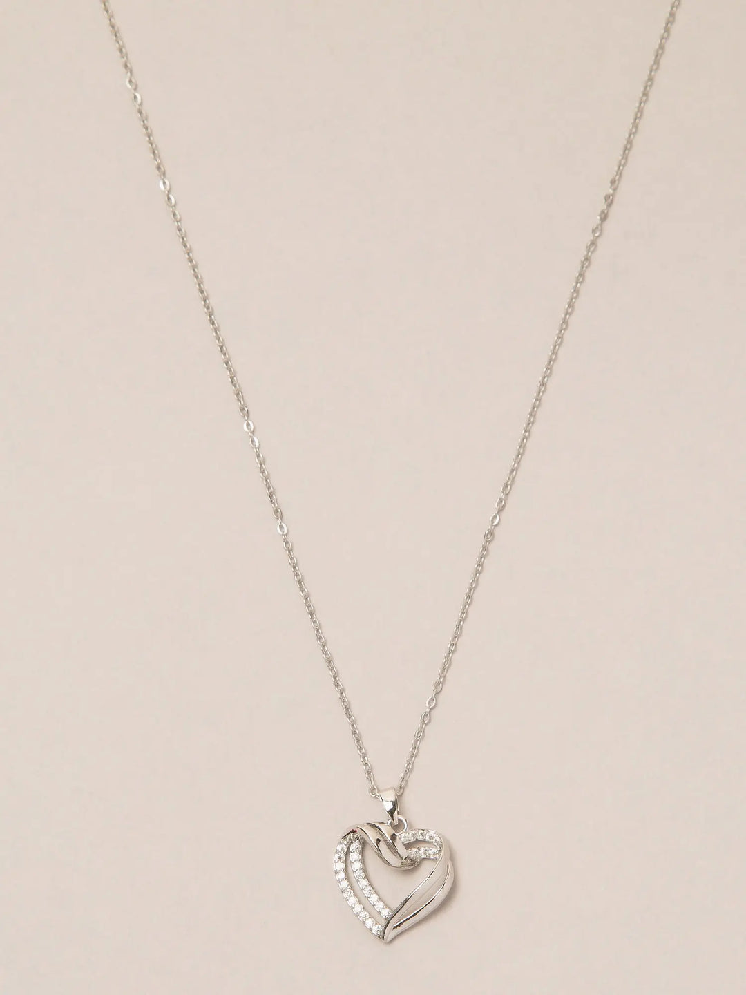 Silver Double Heart Pendant Luxurify Jewellery