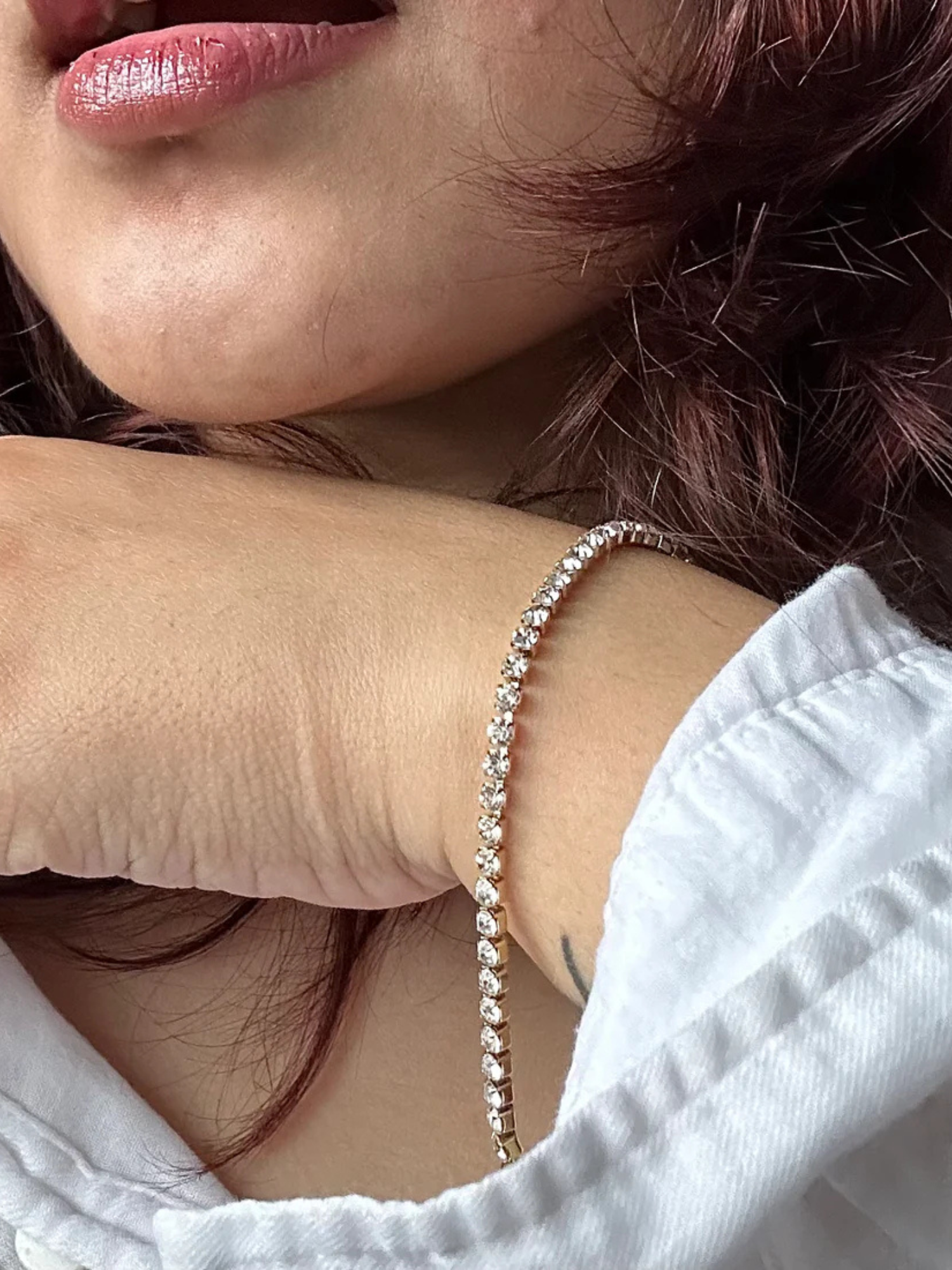 Gold-Plated Diamond Tennis Bracelet