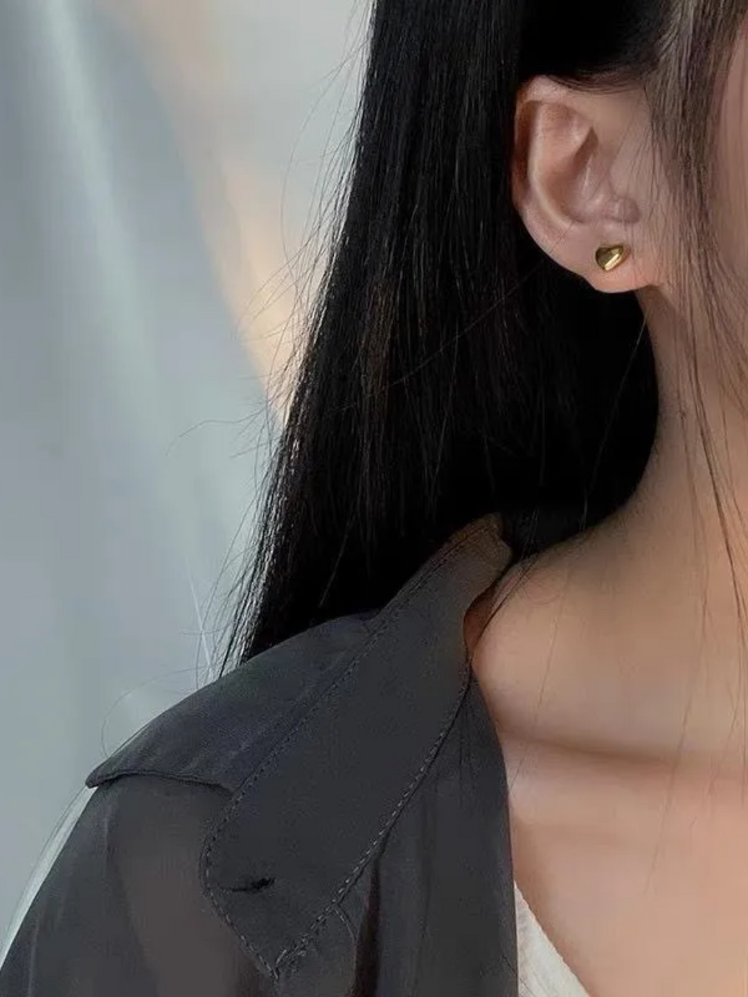 Minimal Gold Heart Stud Earrings