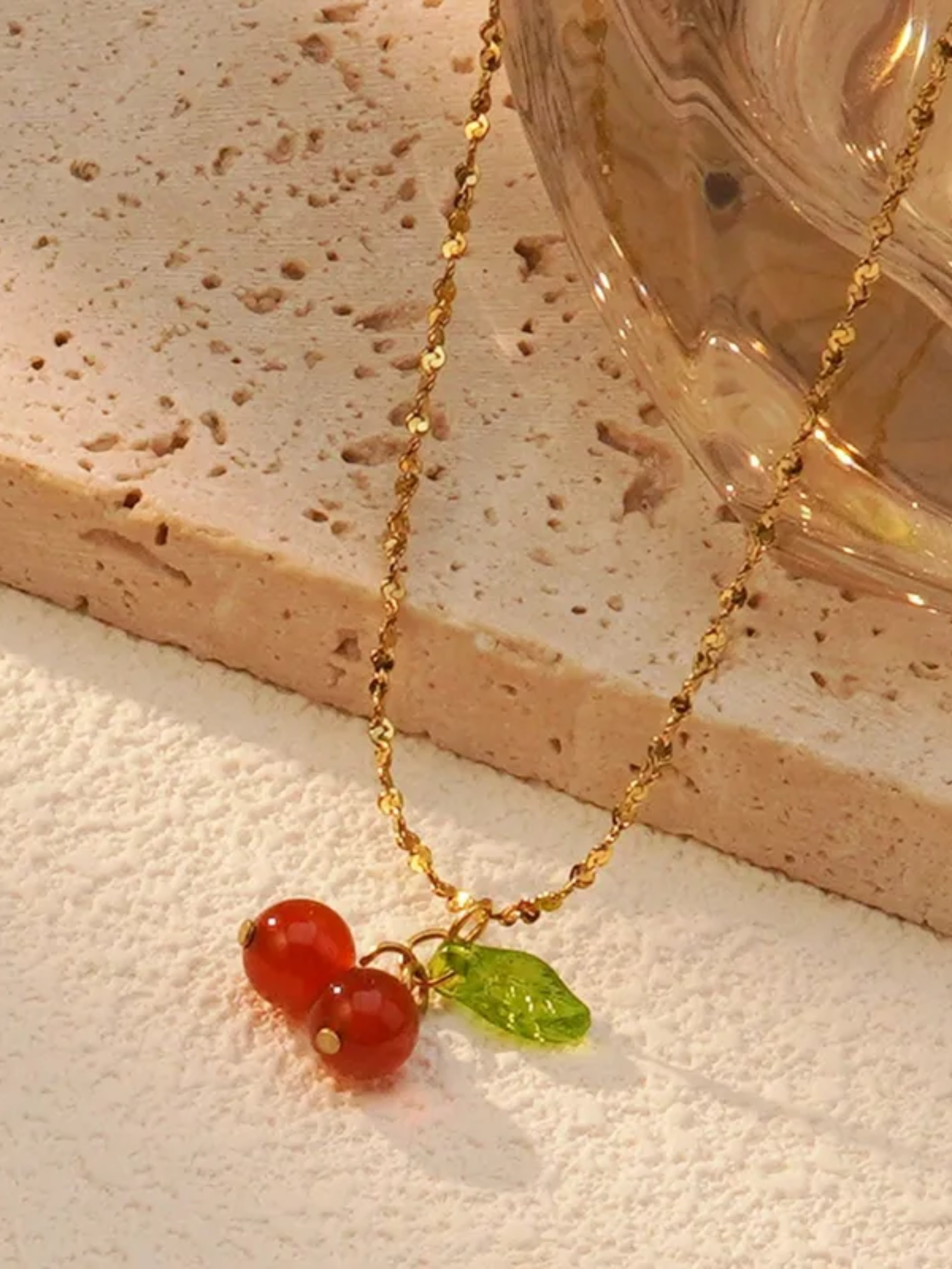 Cherry Pendant and Earring Set