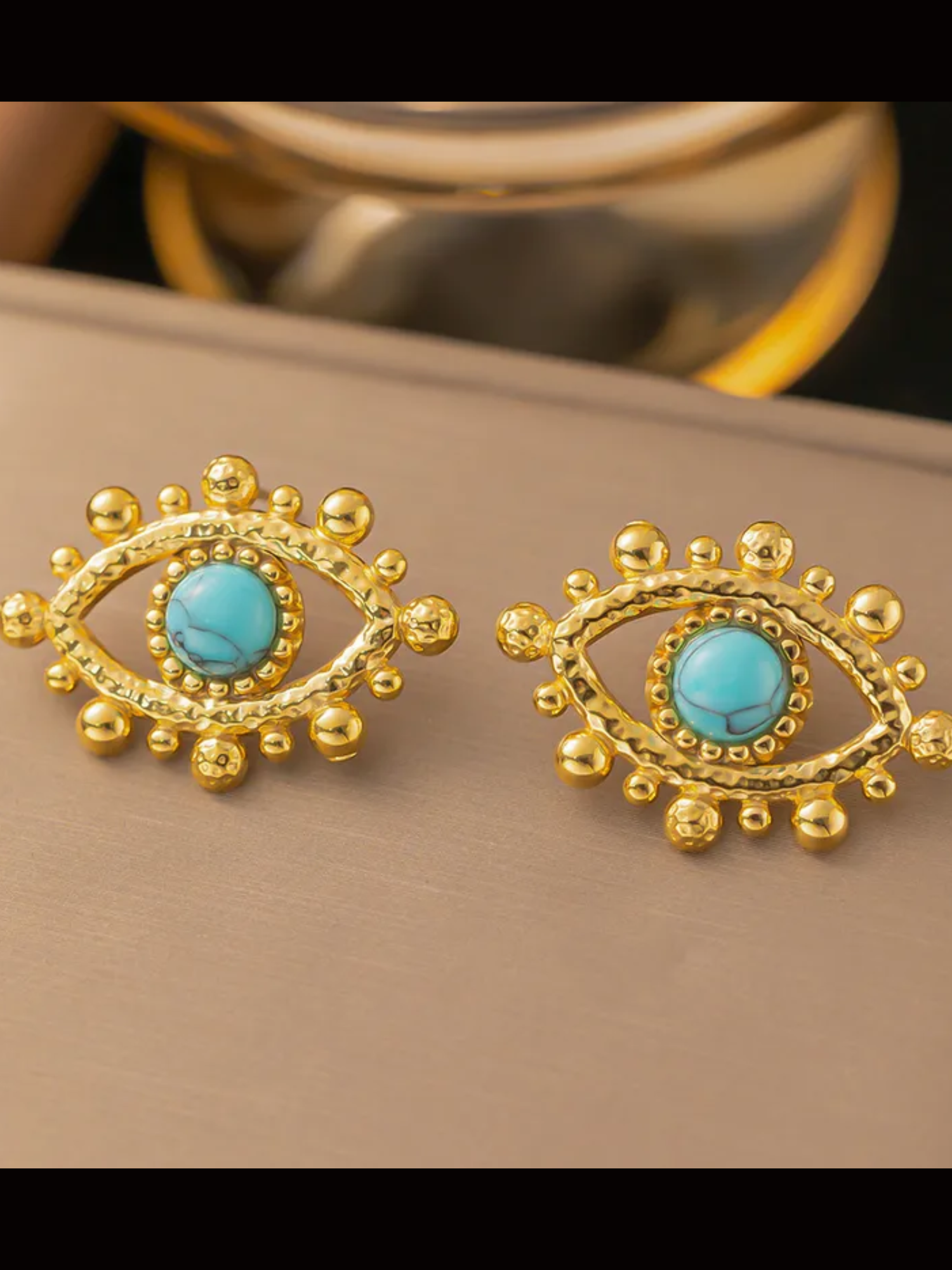Turquoise Evil Eye Stud Earrings