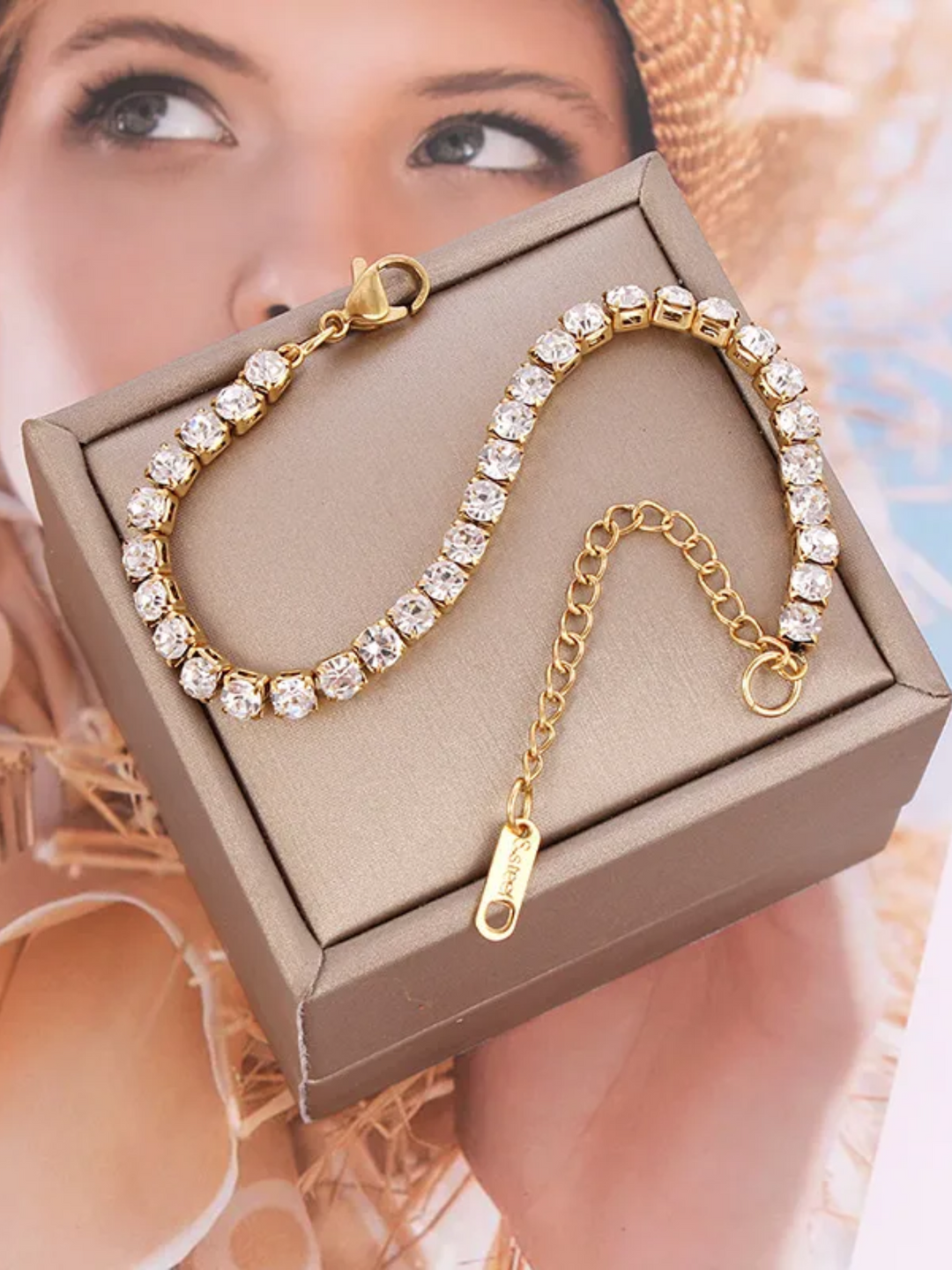 Gold-Plated Diamond Tennis Bracelet