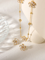 Load image into Gallery viewer, Floral Crystal Necklace &amp; Stud Earrings Set
