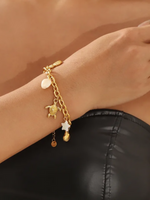 Load image into Gallery viewer, Gold Plated Beach Charm Bracelet

