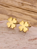 Load image into Gallery viewer, Gold Plated Four-Leaf Flower Stud Earrings
