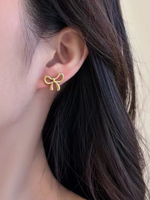 Load image into Gallery viewer, Gold-Plated Bow Pendant and Earring set
