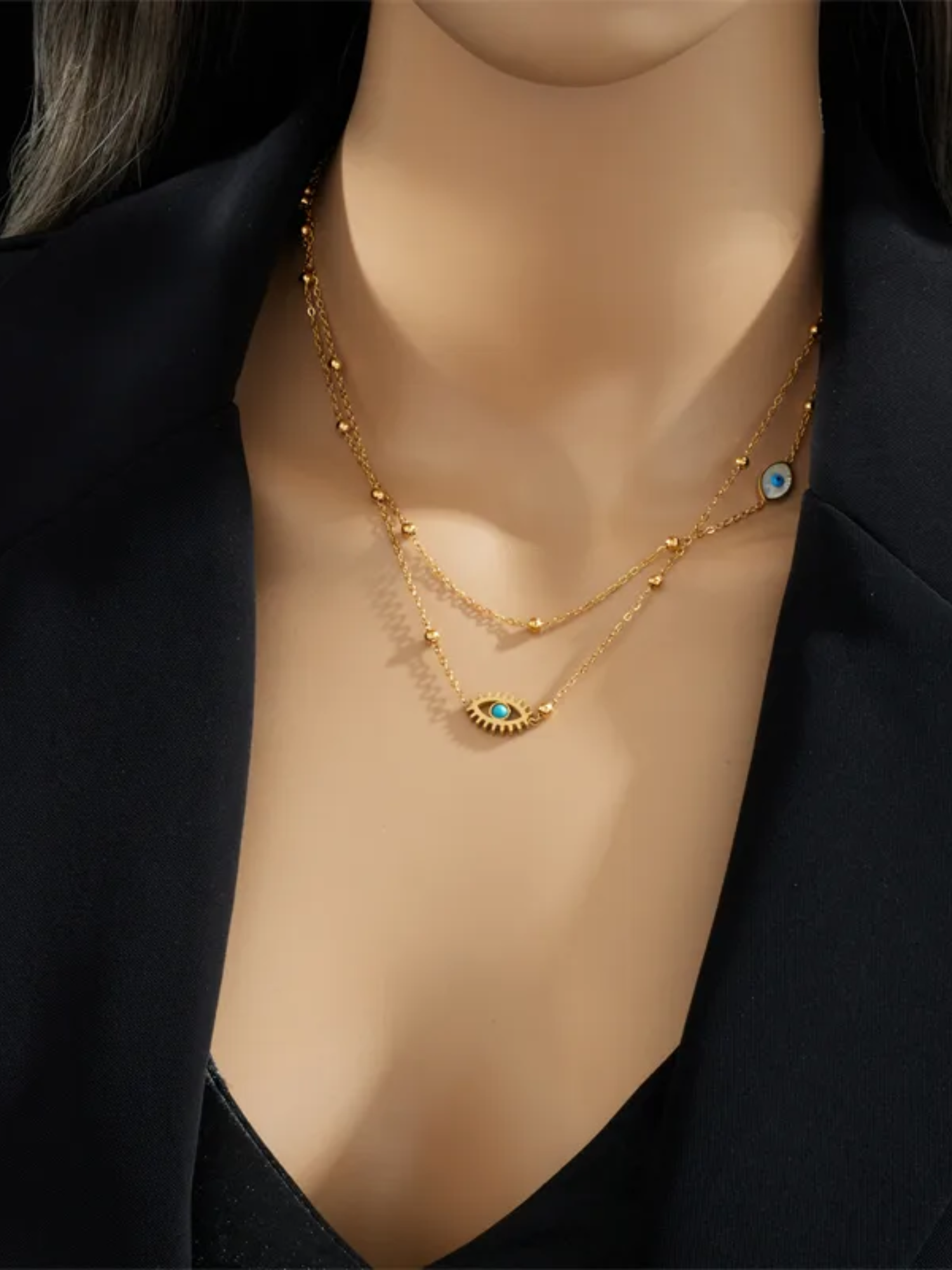 Double Chain Evil Eye Necklace
