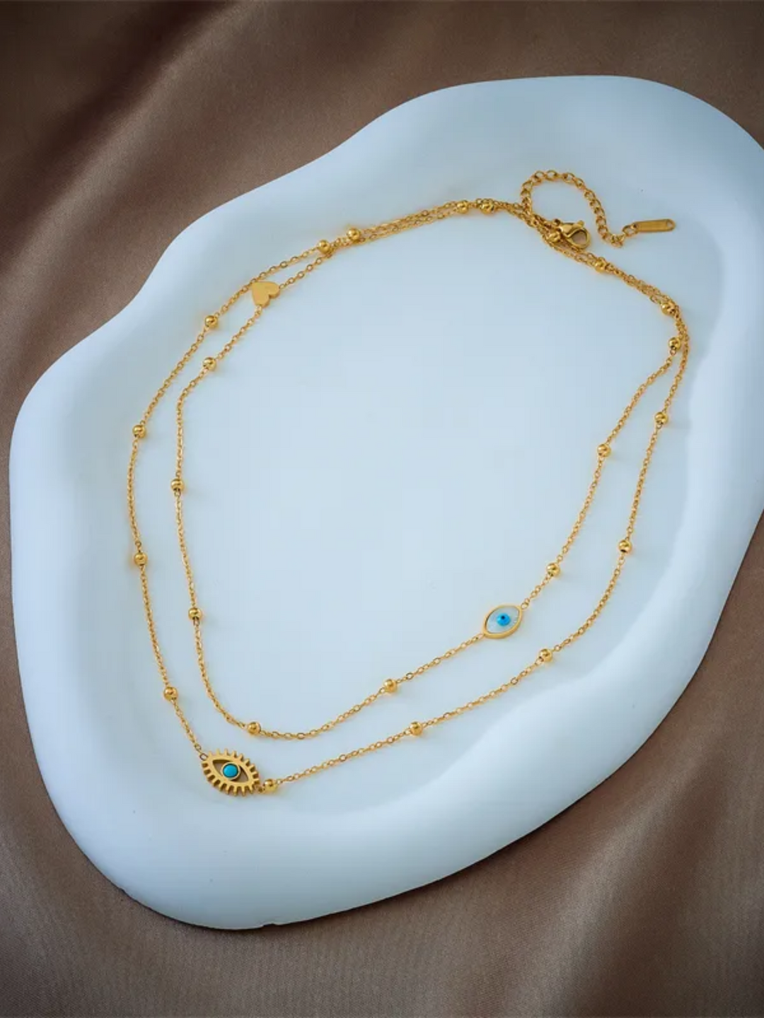 Double Chain Evil Eye Necklace