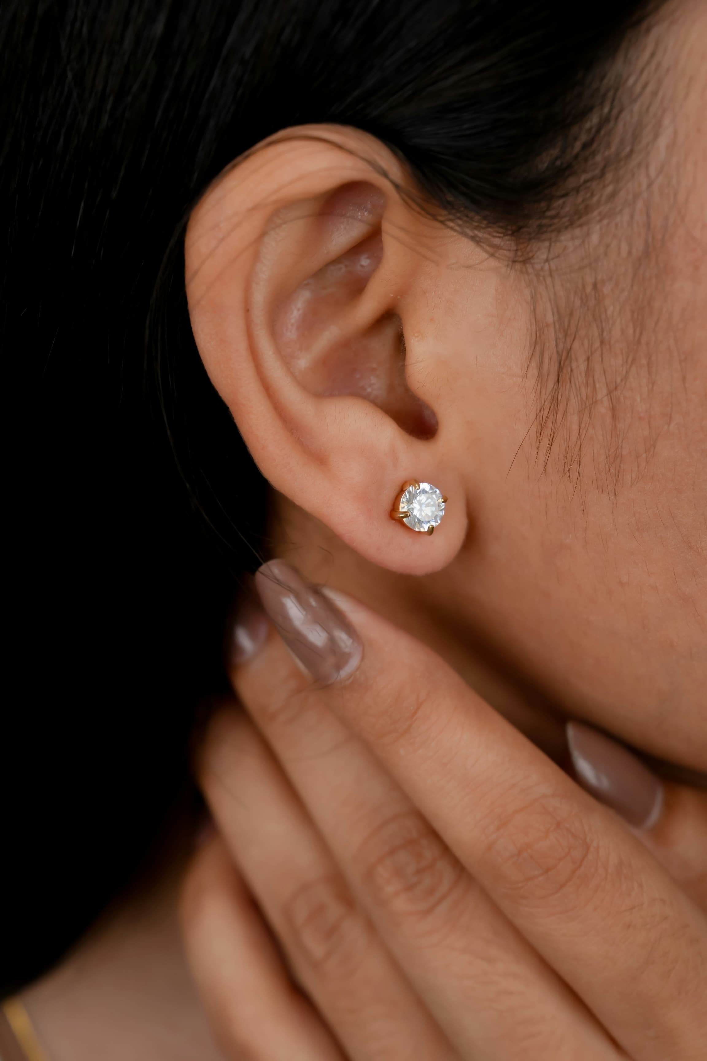 Timeless Sparkle Gold Plated Solitaire Stud Earrings