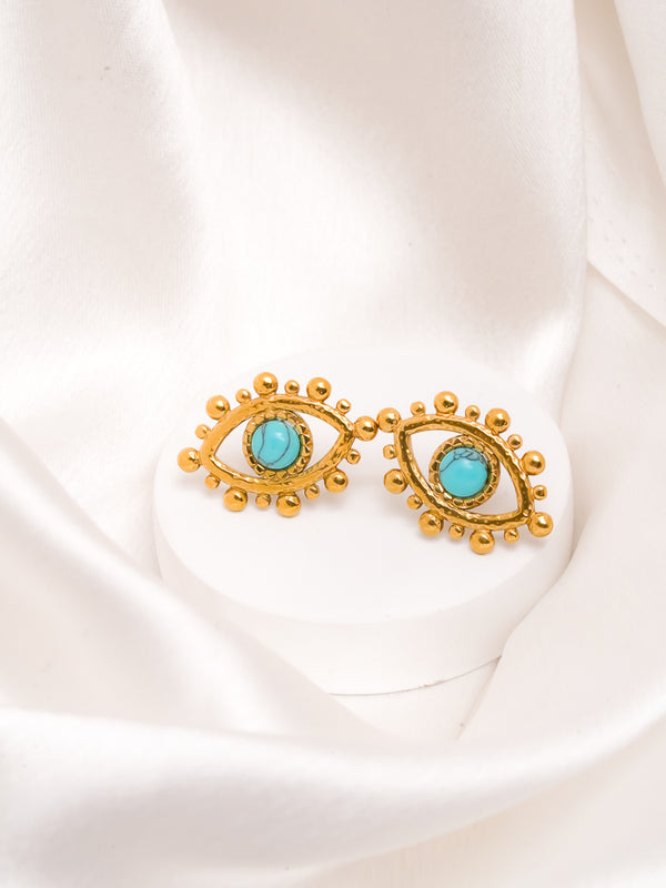 Turquoise Evil Eye Stud Earrings