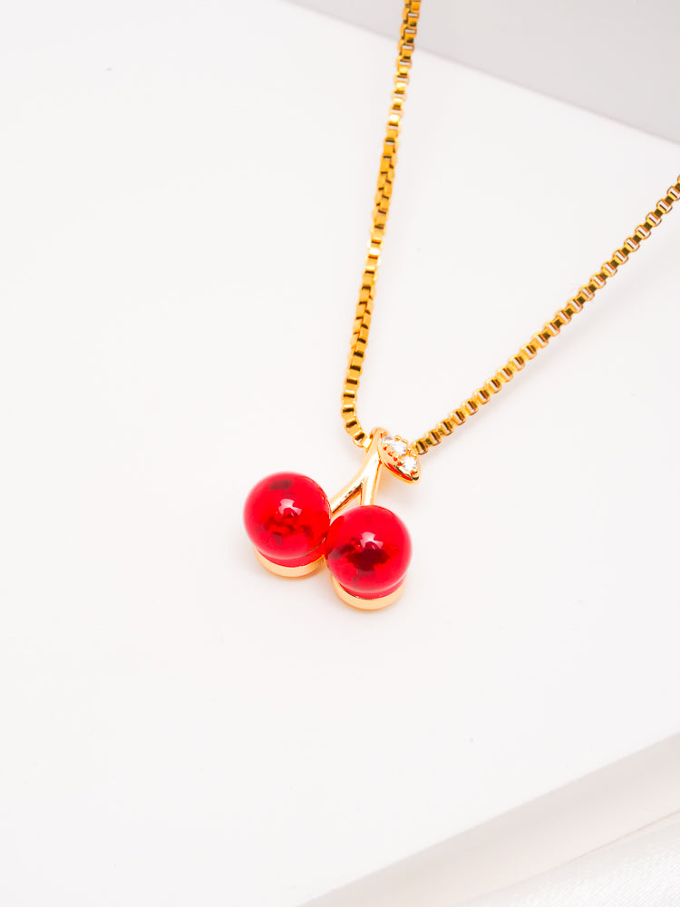 Cherry Pendant and Earring Set